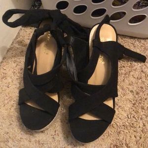 Black wedge sandals